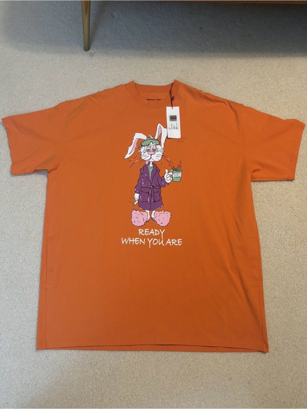 Martine Rose Oversized Ready Bunny Graphic Long Sleeve Tee Orange